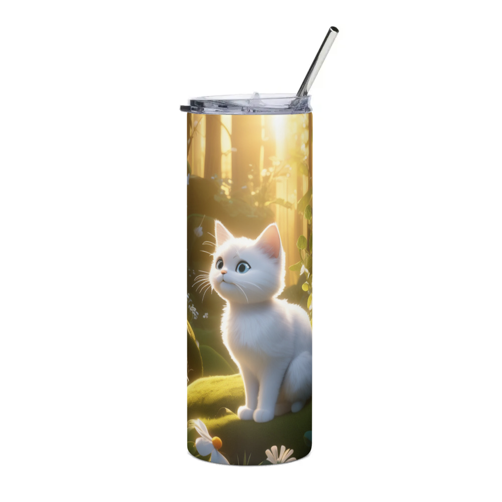 PugMug Custom White Companion Cat Stainless Steel Tumbler