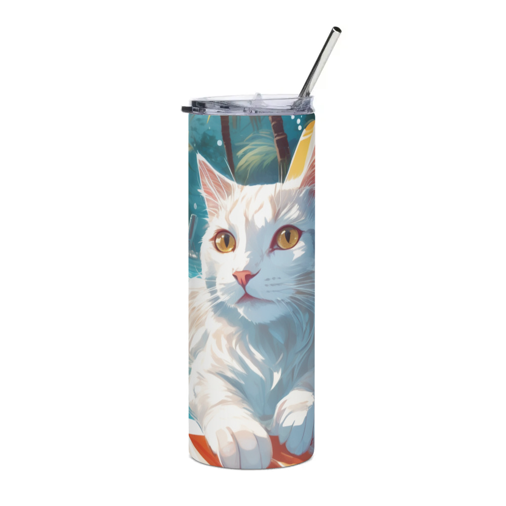 PugMug Custom White Companion Cat Stainless Steel Tumbler