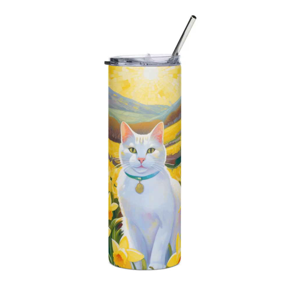 PugMug Custom White Companion Cat Stainless Steel Tumbler