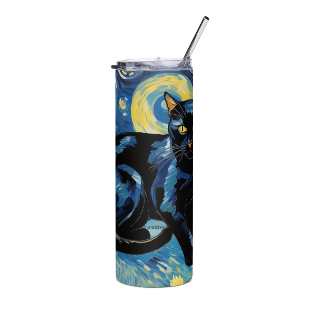 PugMug Custom Black Exotic Cat Stainless Steel Tumbler