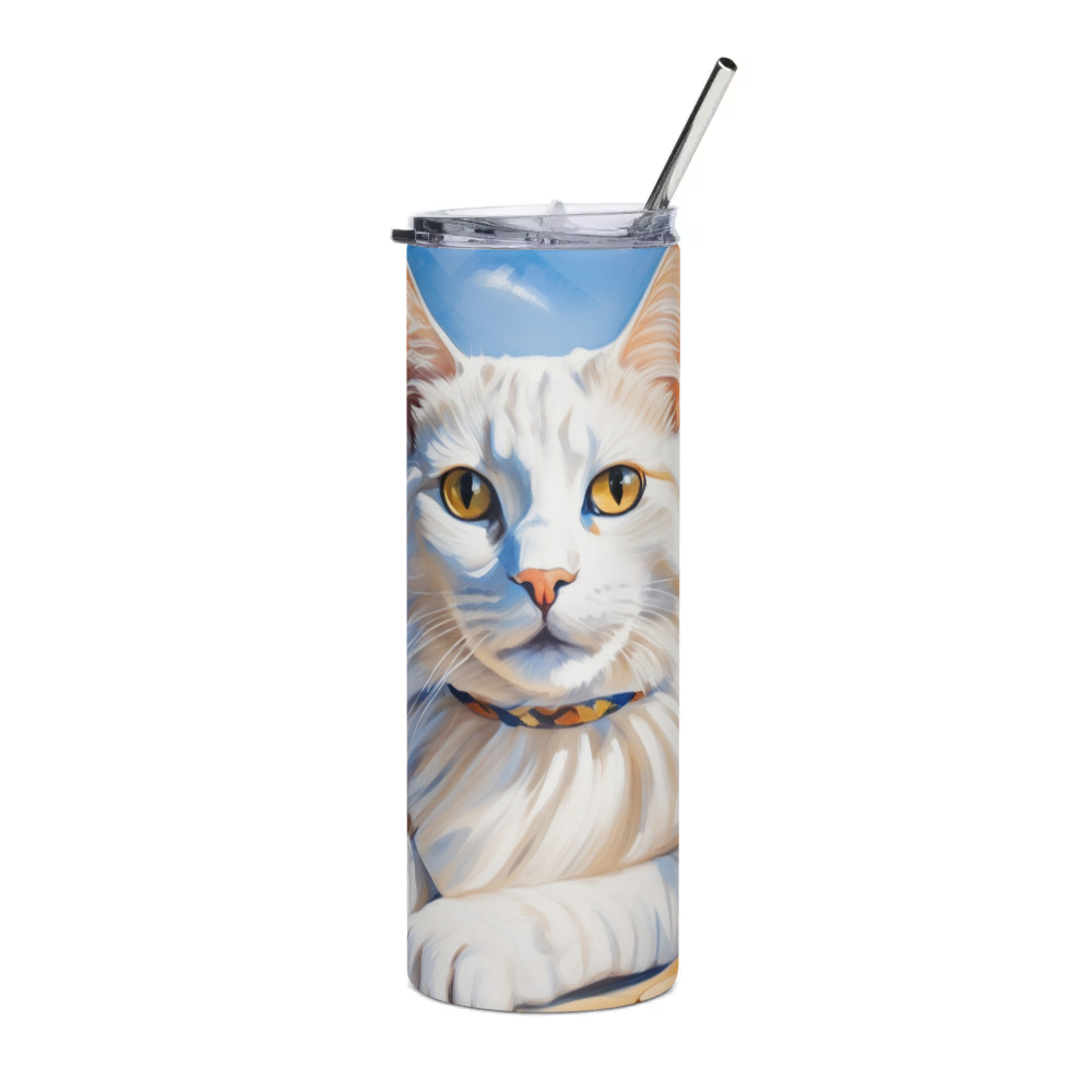PugMug Custom White Companion Cat Stainless Steel Tumbler
