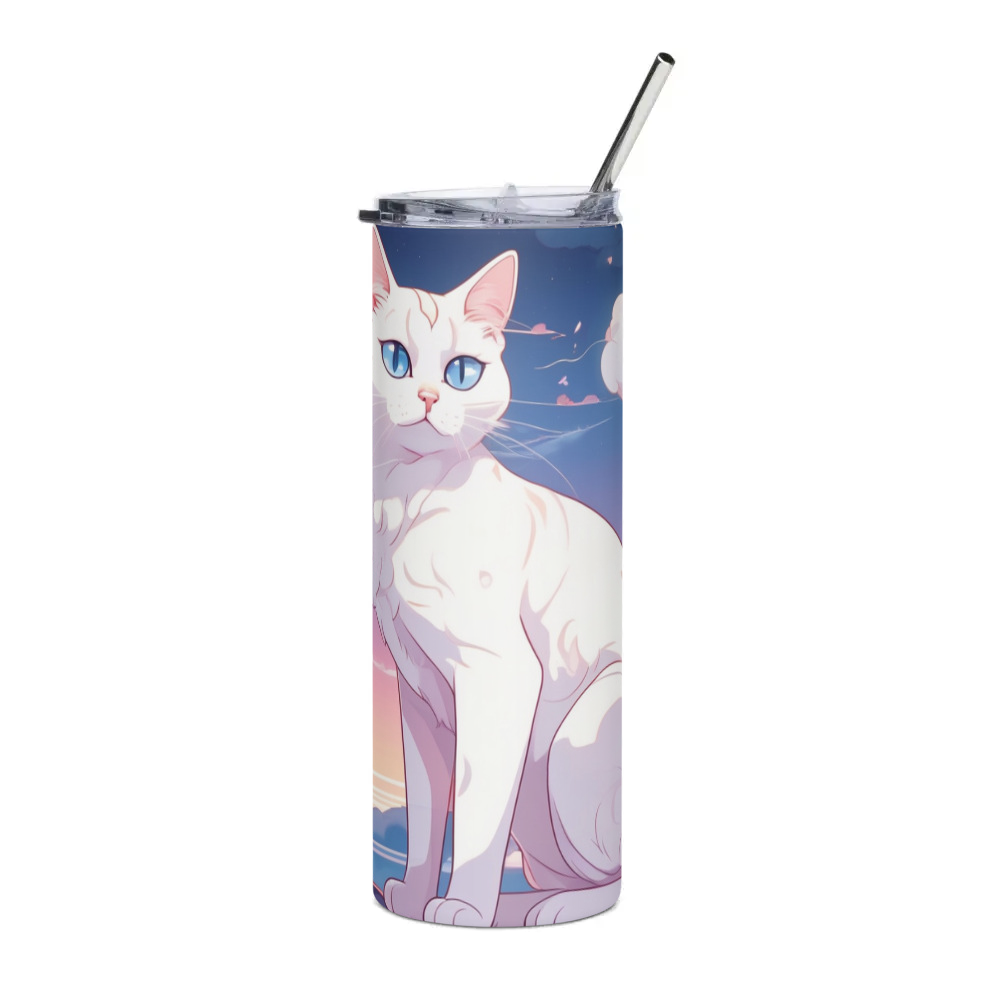 PugMug Custom White Companion Cat Stainless Steel Tumbler