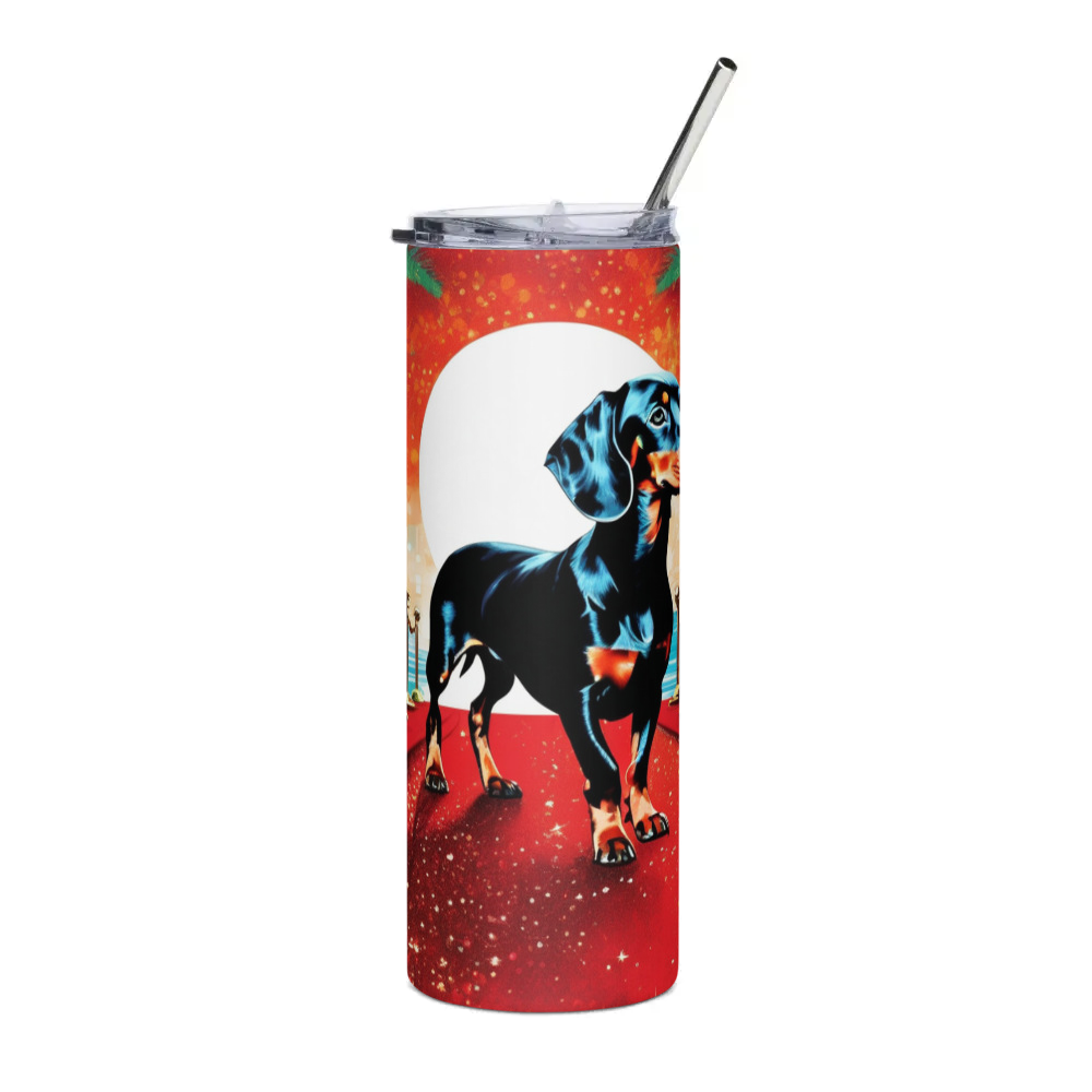 PugMug Custom Black Dachshund Stainless Steel Tumbler