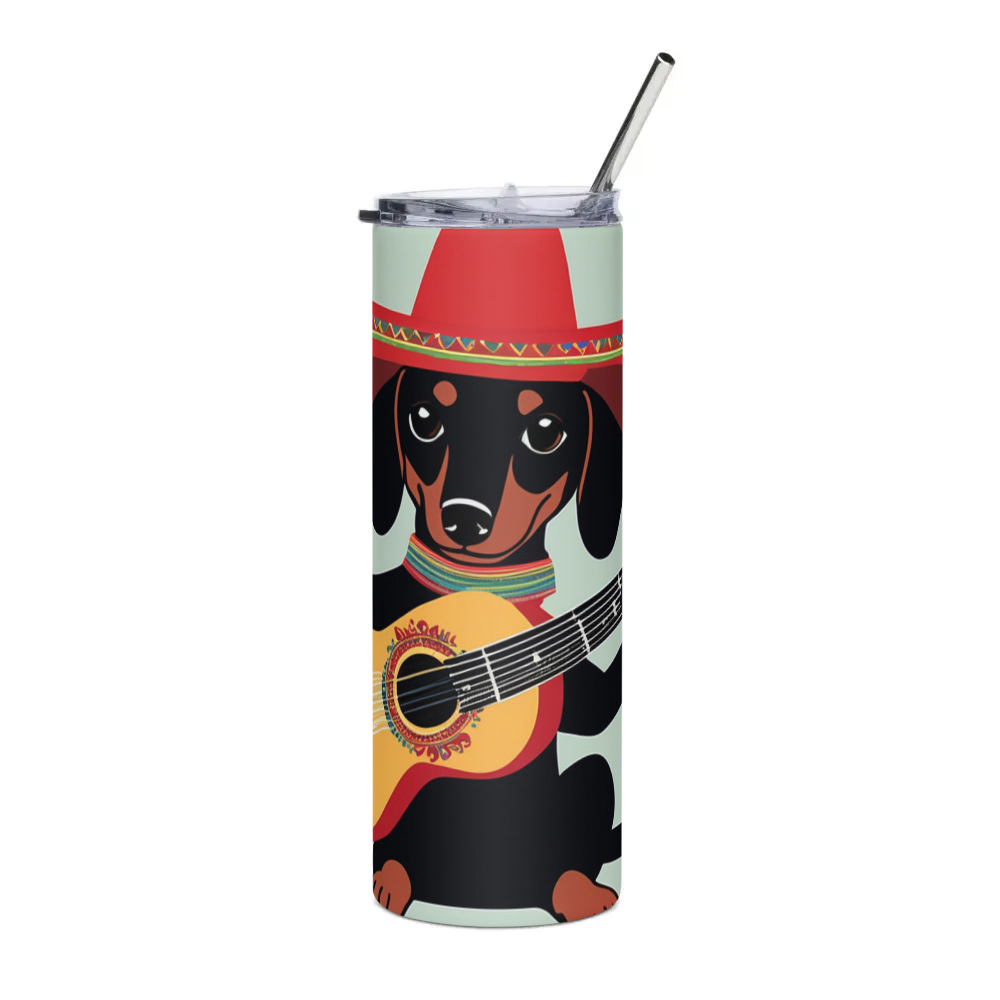 PugMug Custom Black Dachshund Stainless Steel Tumbler