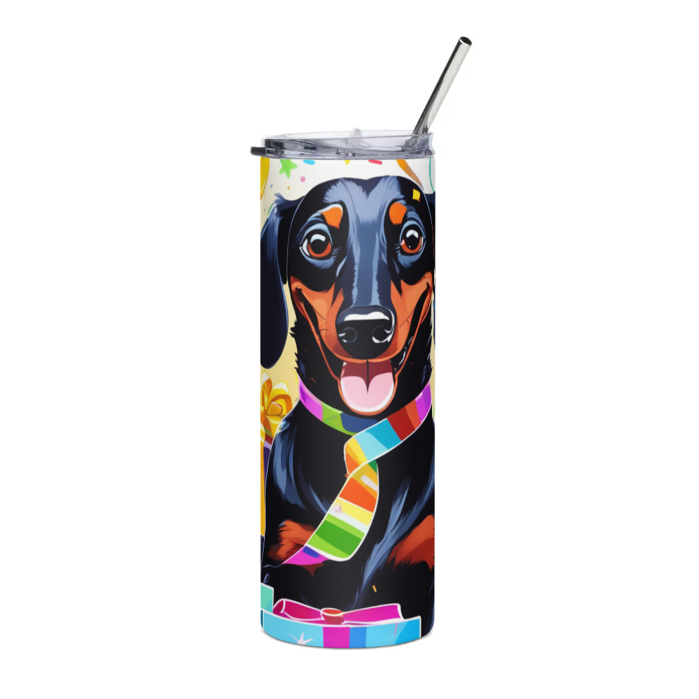 PugMug Custom Black Dachshund Stainless Steel Tumbler