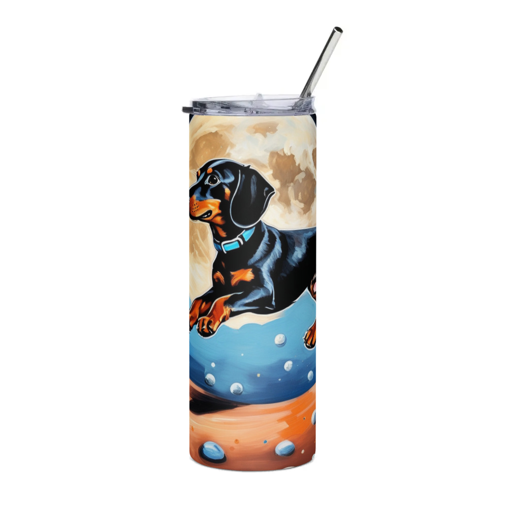 PugMug Custom Black Dachshund Stainless Steel Tumbler