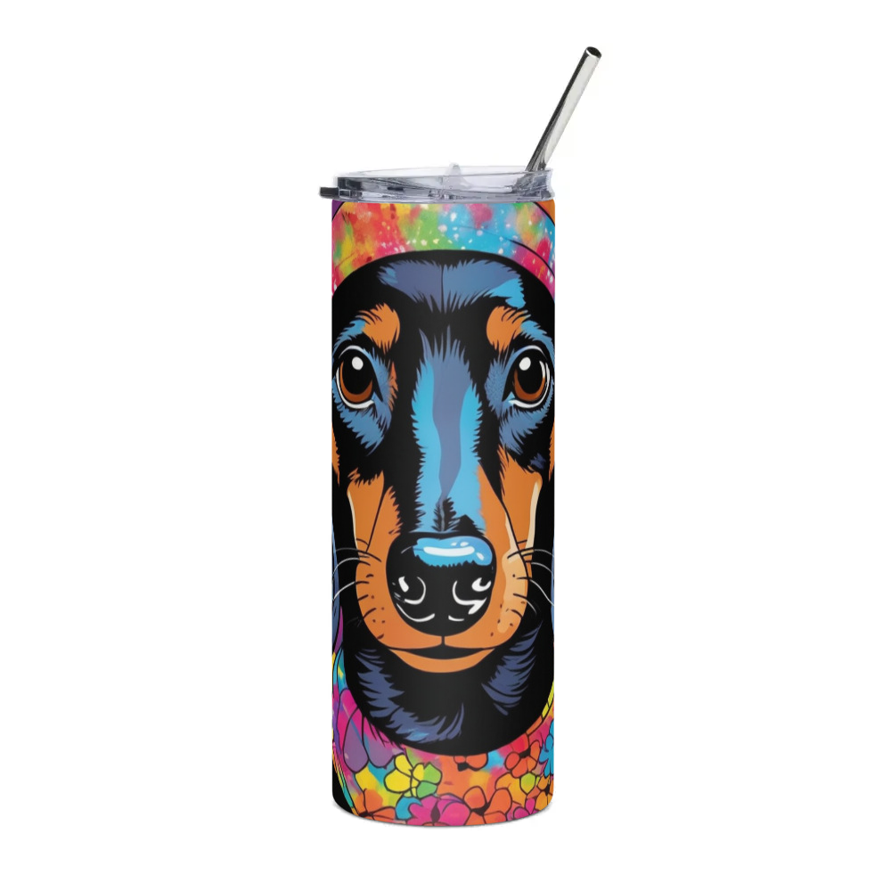 PugMug Custom Black Dachshund Stainless Steel Tumbler