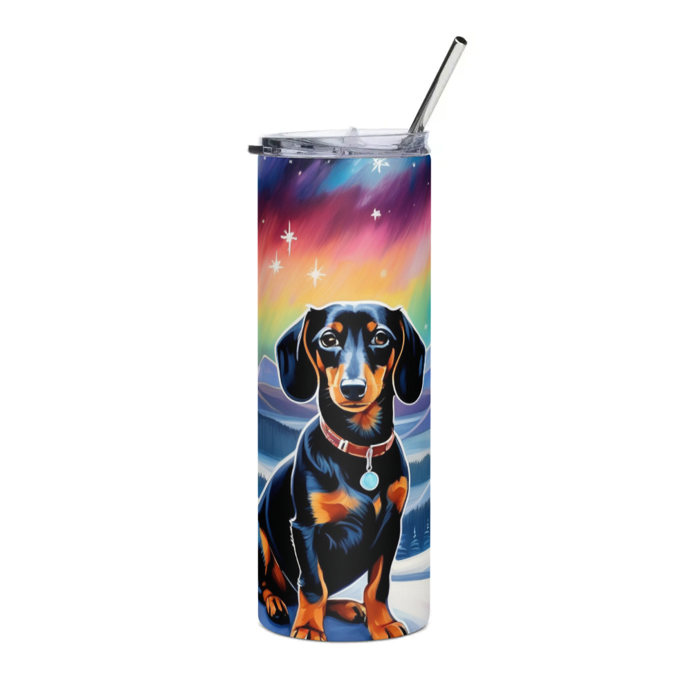PugMug Custom Black Dachshund Stainless Steel Tumbler