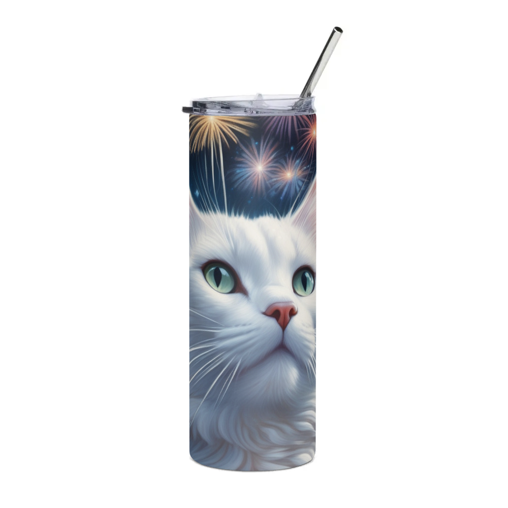 PugMug Custom White Companion Cat Stainless Steel Tumbler