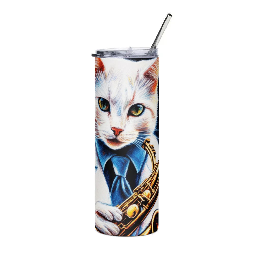 PugMug Custom White Companion Cat Stainless Steel Tumbler
