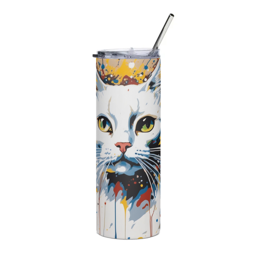PugMug Custom White Companion Cat Stainless Steel Tumbler