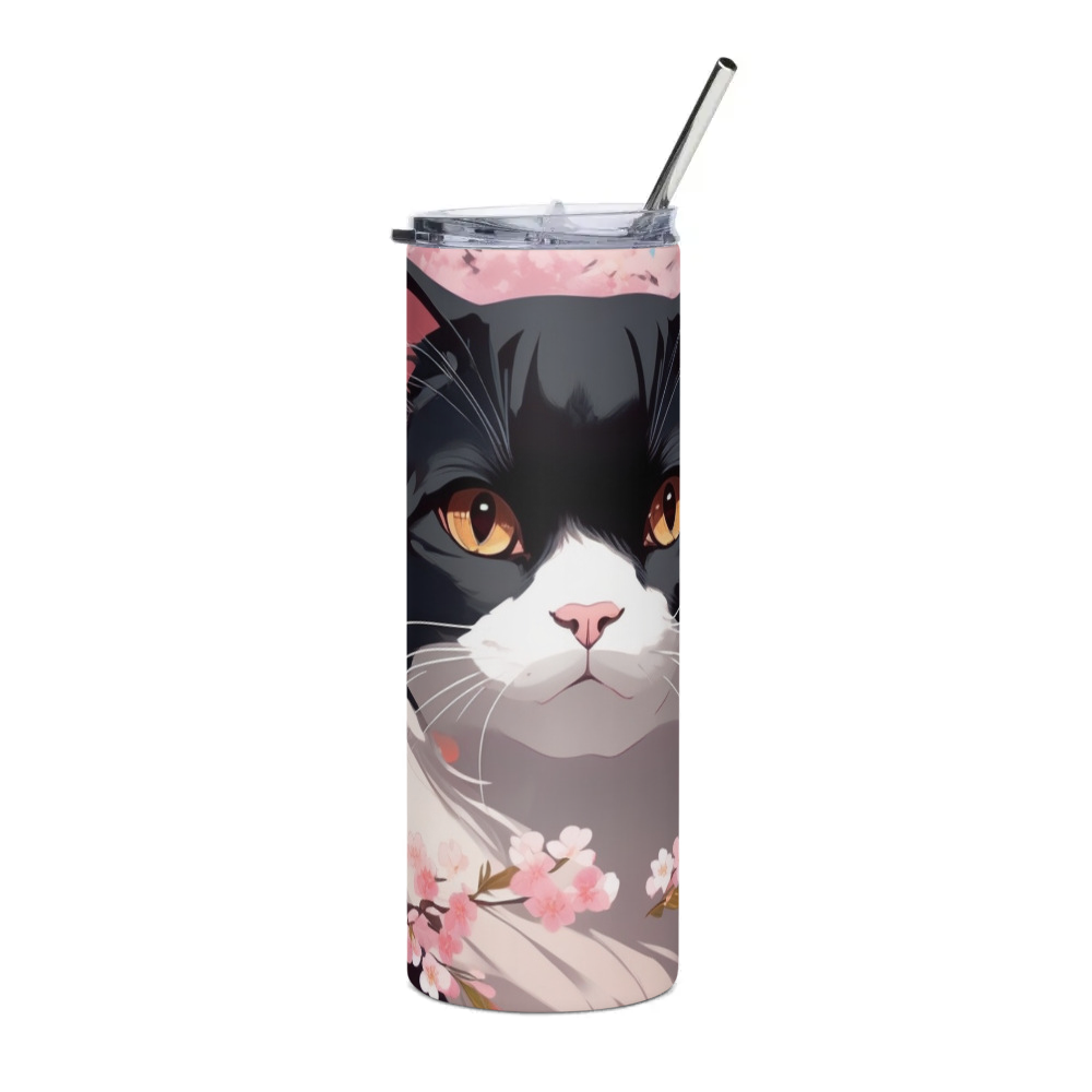PugMug Custom Black Scottish Fold Cat Stainless Steel Tumbler