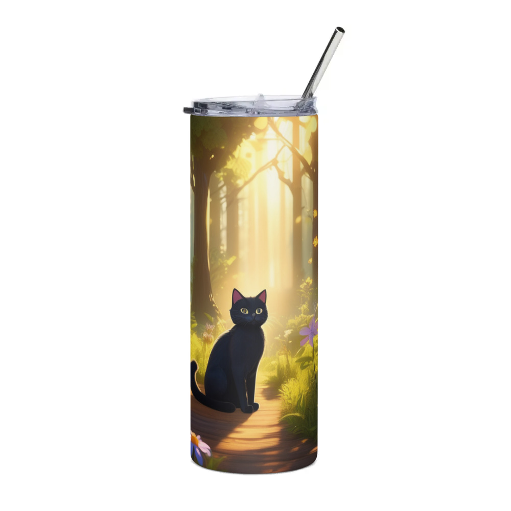 PugMug Custom Black Companion Cat Stainless Steel Tumbler