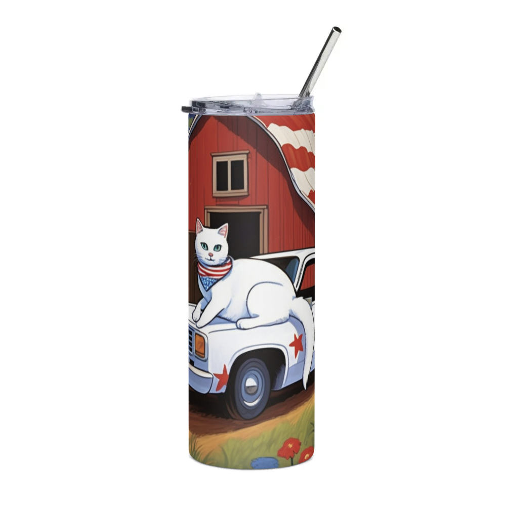PugMug Custom White Companion Cat Stainless Steel Tumbler