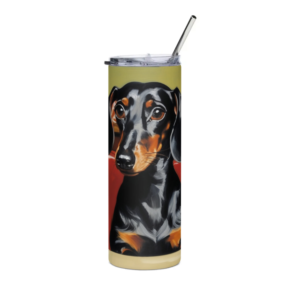 PugMug Custom Black Dachshund Stainless Steel Tumbler