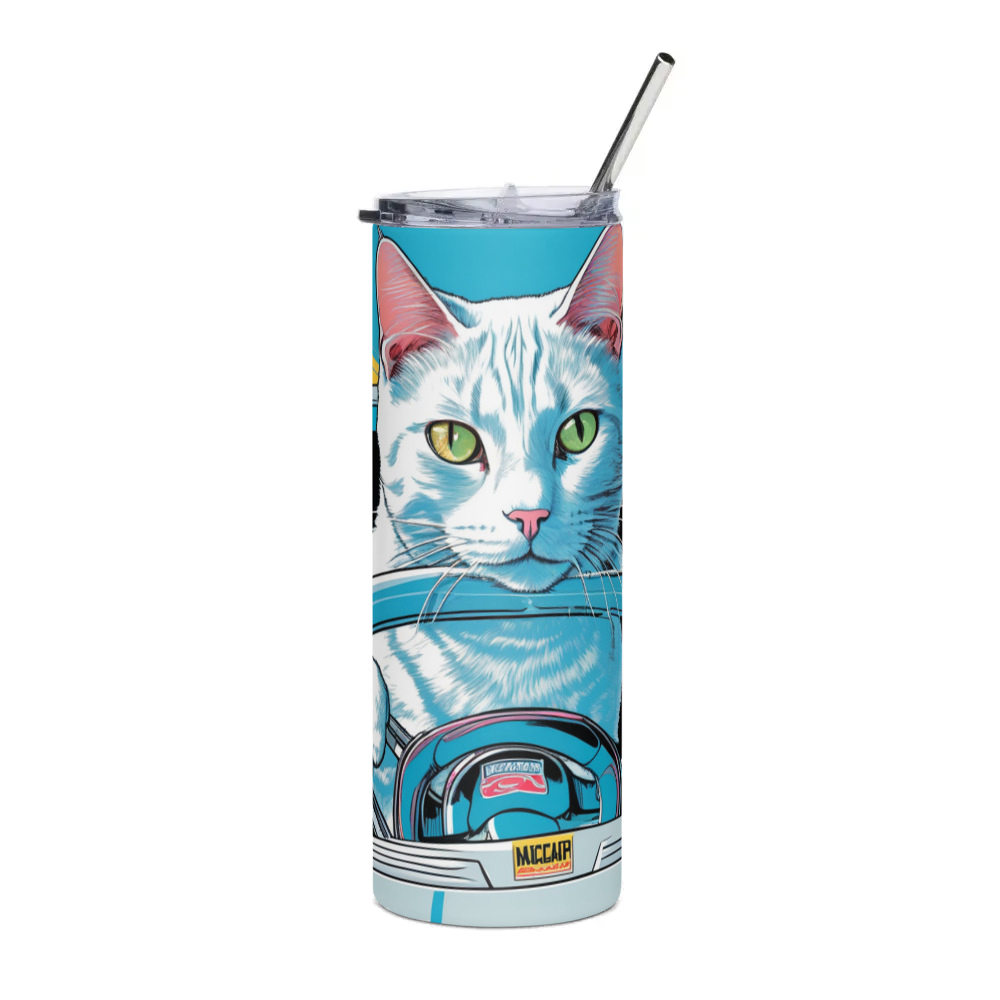 PugMug Custom White Companion Cat Stainless Steel Tumbler