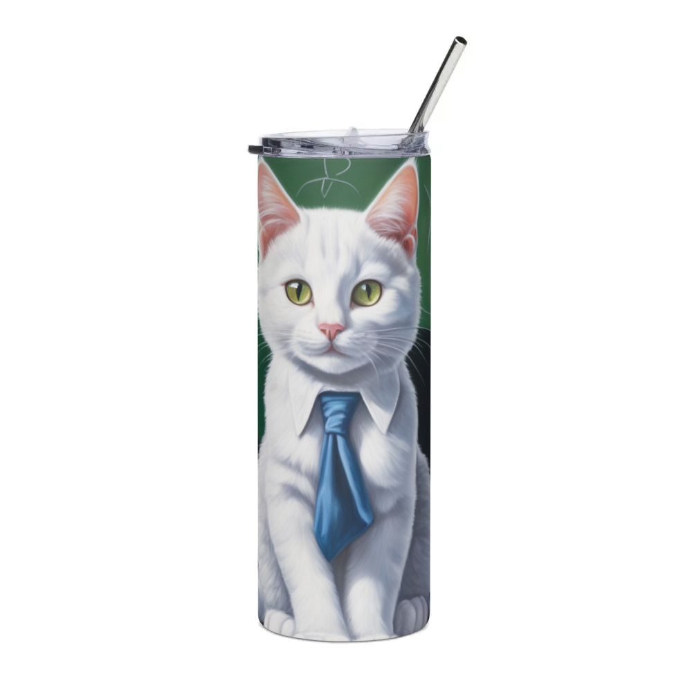 PugMug Custom White Companion Cat Stainless Steel Tumbler