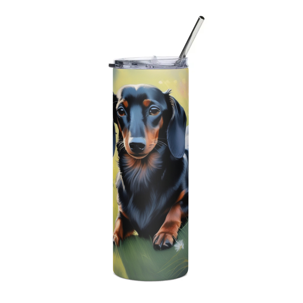 PugMug Custom Black Dachshund Stainless Steel Tumbler
