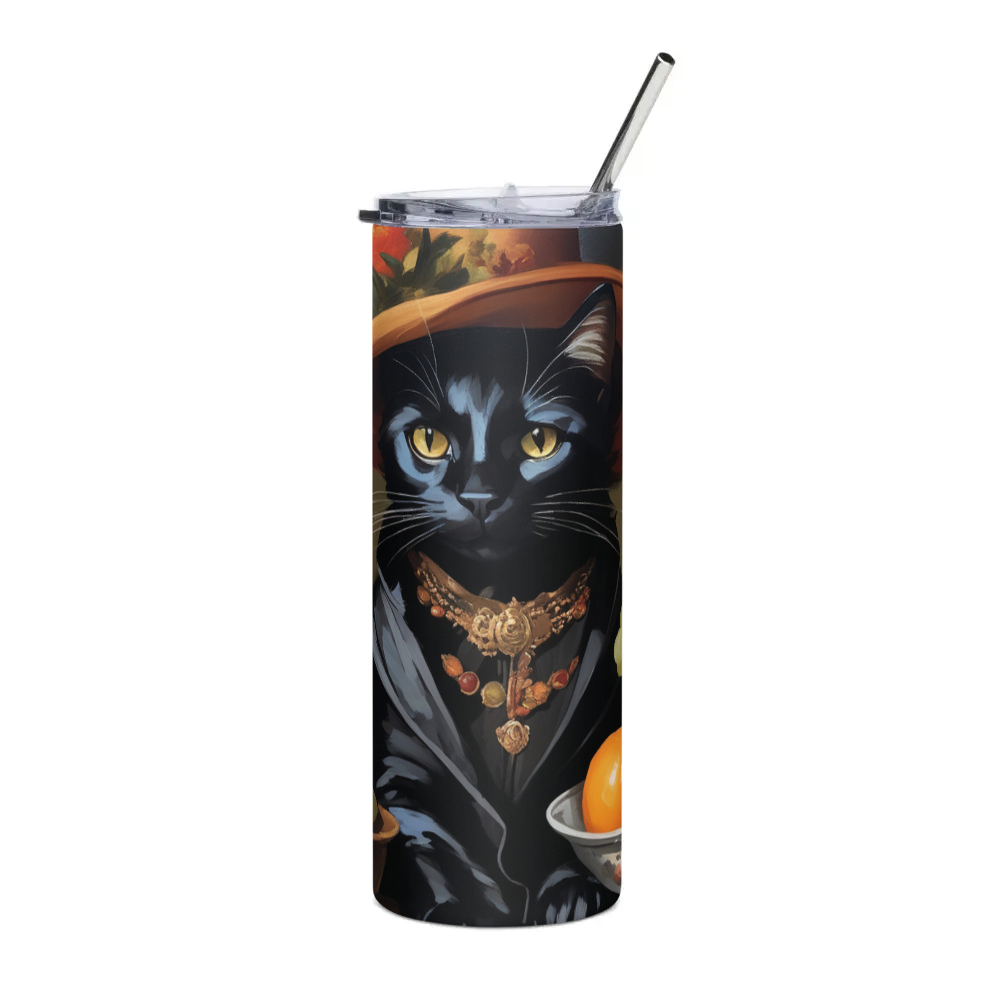 PugMug Custom Black Companion Cat Stainless Steel Tumbler