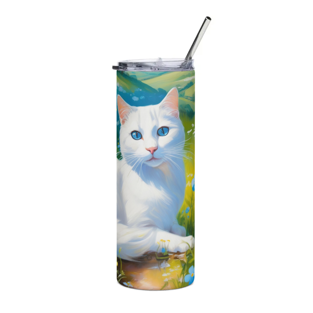 PugMug Custom White Companion Cat Stainless Steel Tumbler