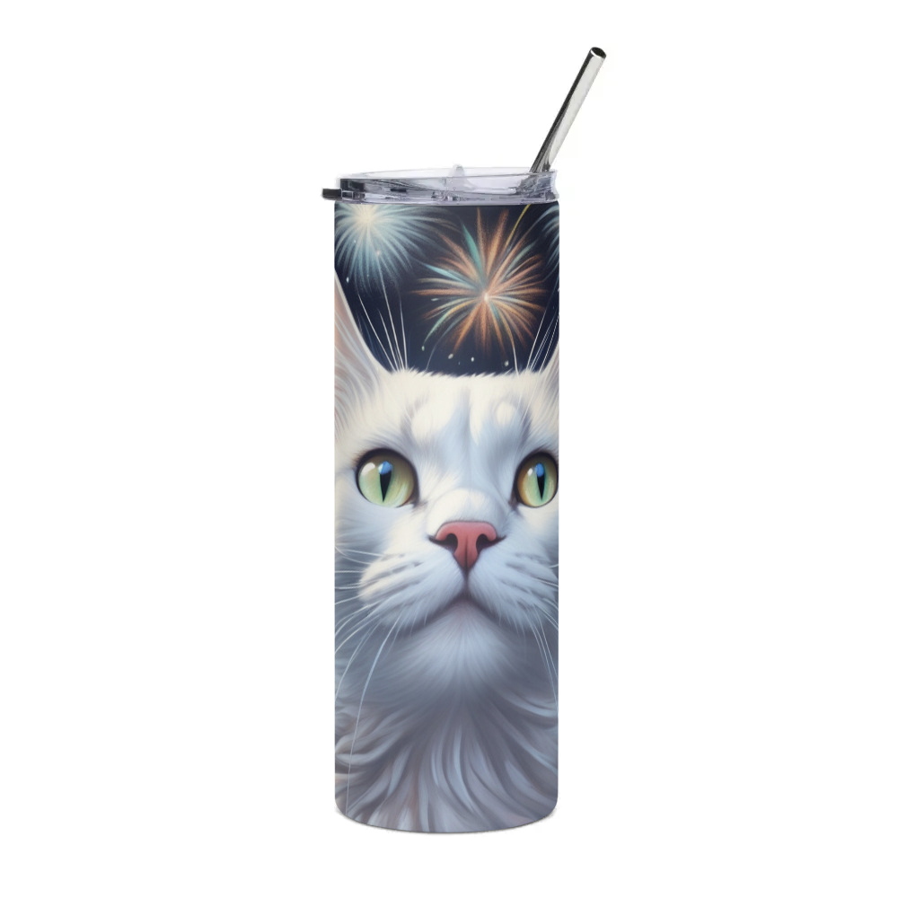 PugMug Custom White Companion Cat Stainless Steel Tumbler