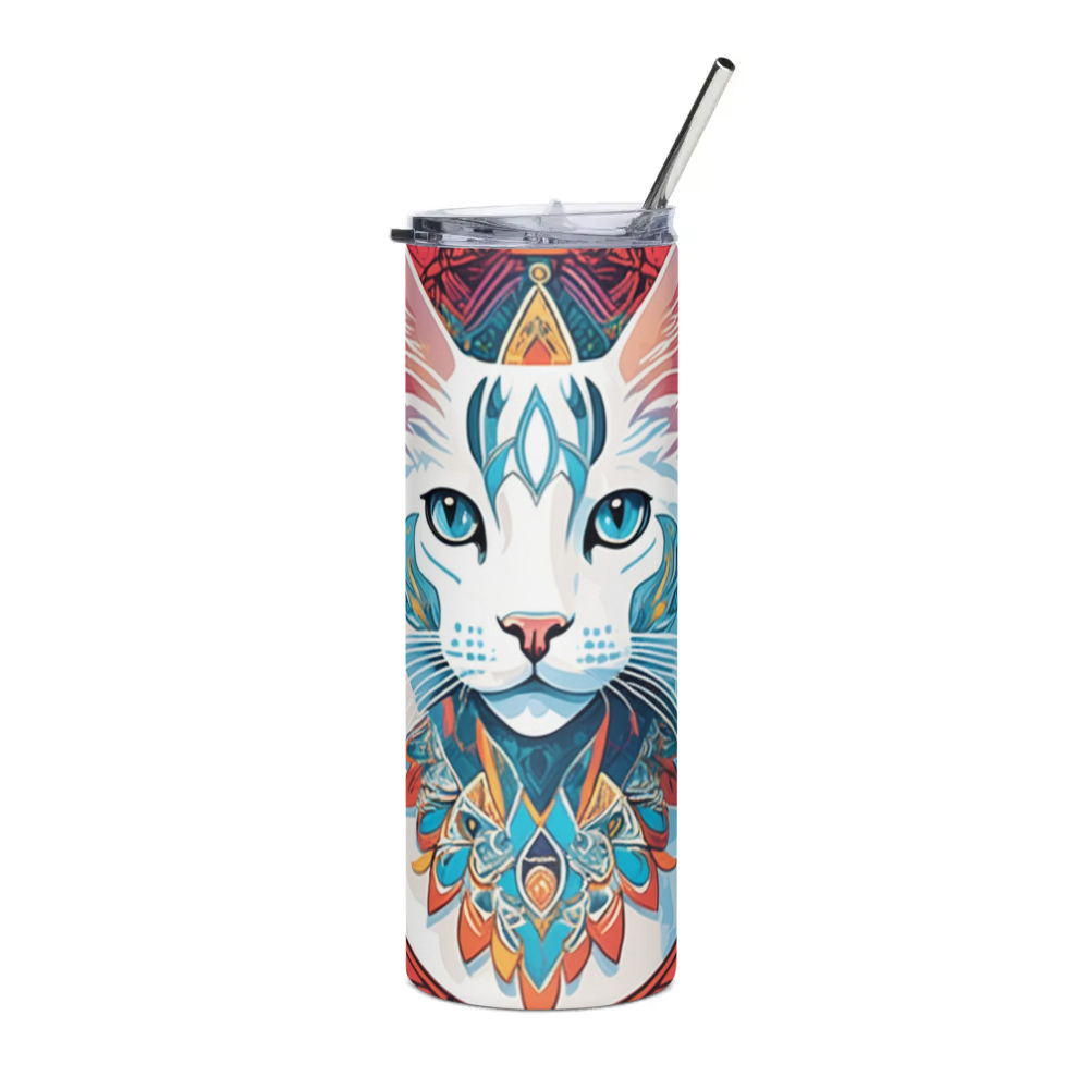 PugMug Custom White Companion Cat Stainless Steel Tumbler
