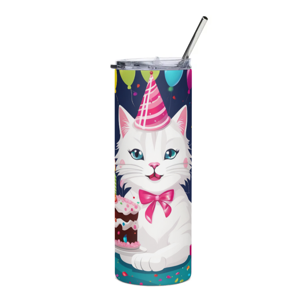 PugMug Custom White Companion Cat Stainless Steel Tumbler