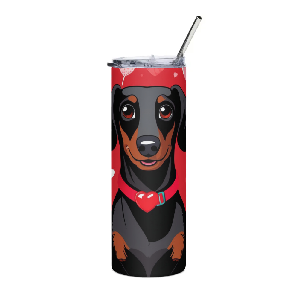 PugMug Custom Black Dachshund Stainless Steel Tumbler