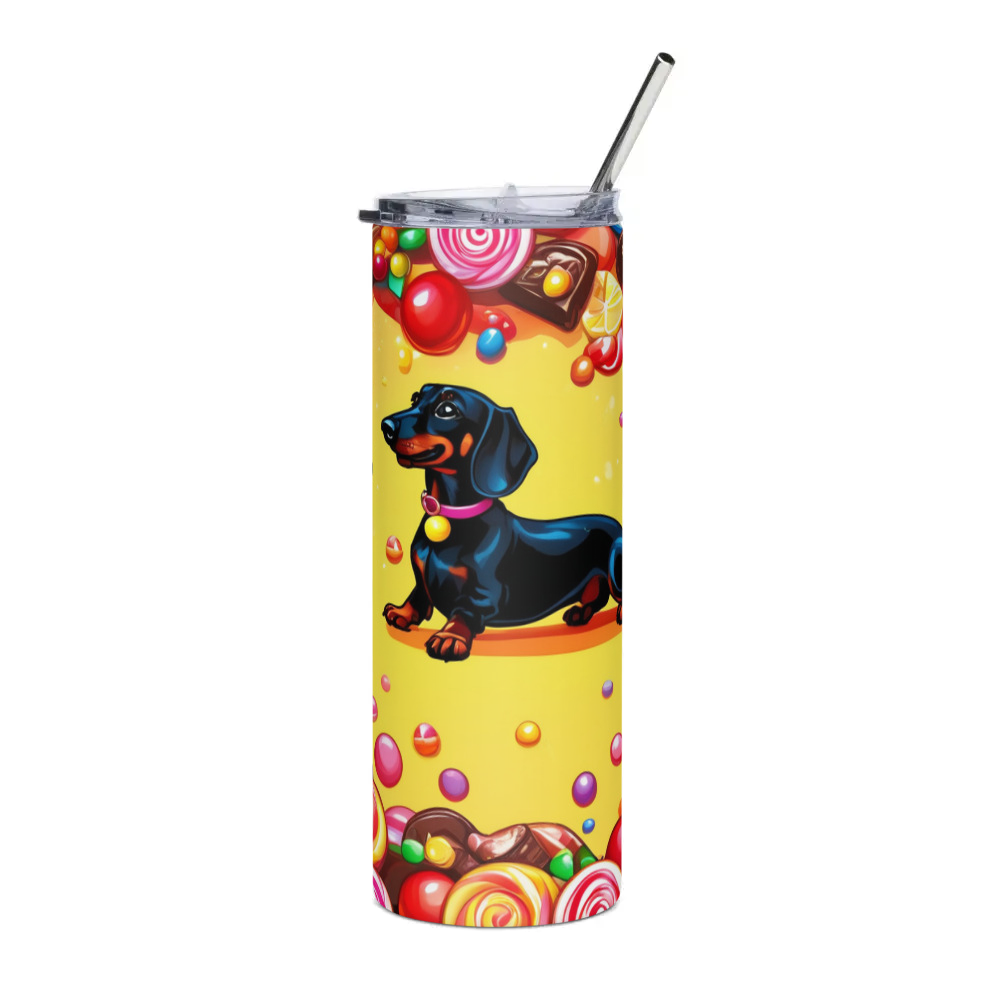 PugMug Custom Black Dachshund Stainless Steel Tumbler