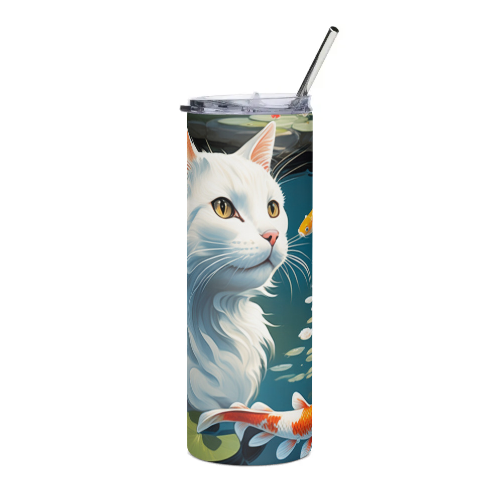 PugMug Custom White Companion Cat Stainless Steel Tumbler