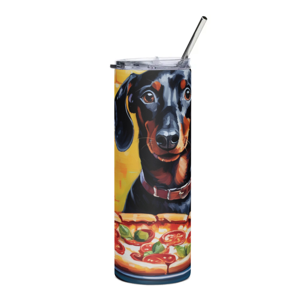 PugMug Custom Black Dachshund Stainless Steel Tumbler