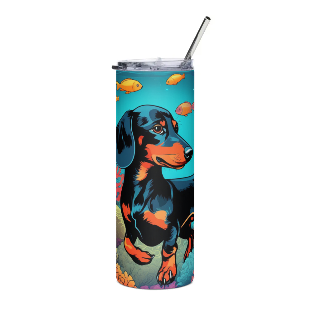 PugMug Custom Black Dachshund Stainless Steel Tumbler