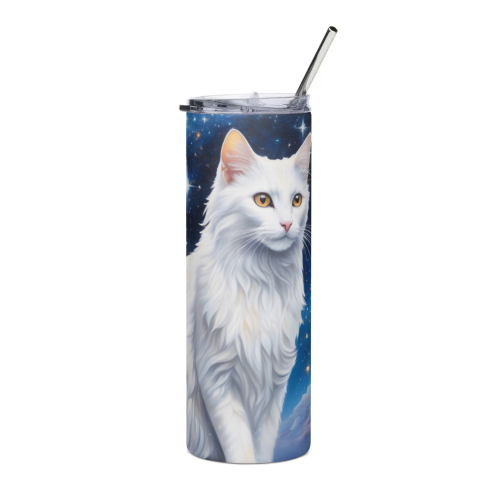 PugMug Custom White Companion Cat Stainless Steel Tumbler