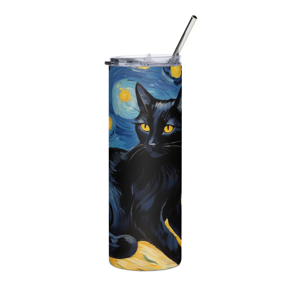 PugMug Custom Black Companion Cat Stainless Steel Tumbler