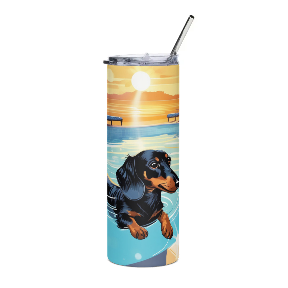 PugMug Custom Black Dachshund Stainless Steel Tumbler