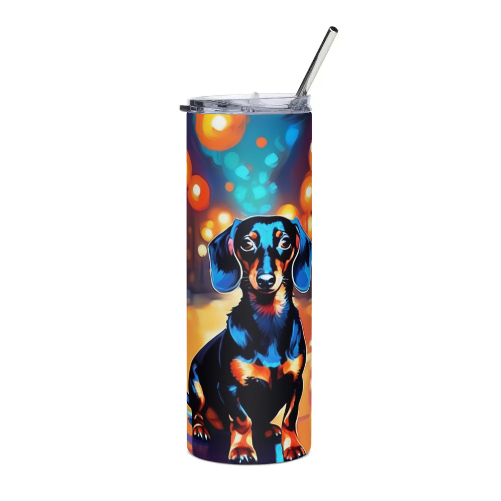 PugMug Custom Black Dachshund Stainless Steel Tumbler