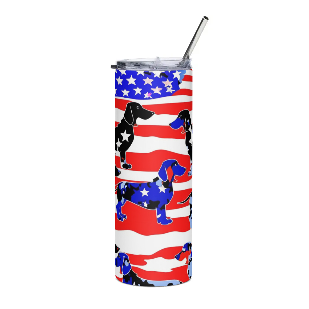 PugMug Custom Black Dachshund Stainless Steel Tumbler