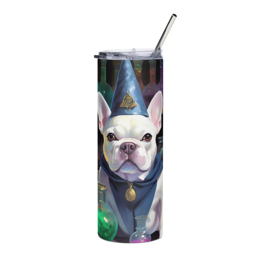PugMug Custom White French Bulldog Stainless Steel Tumbler