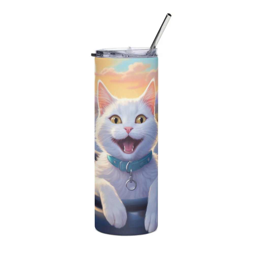 PugMug Custom White Companion Cat Stainless Steel Tumbler