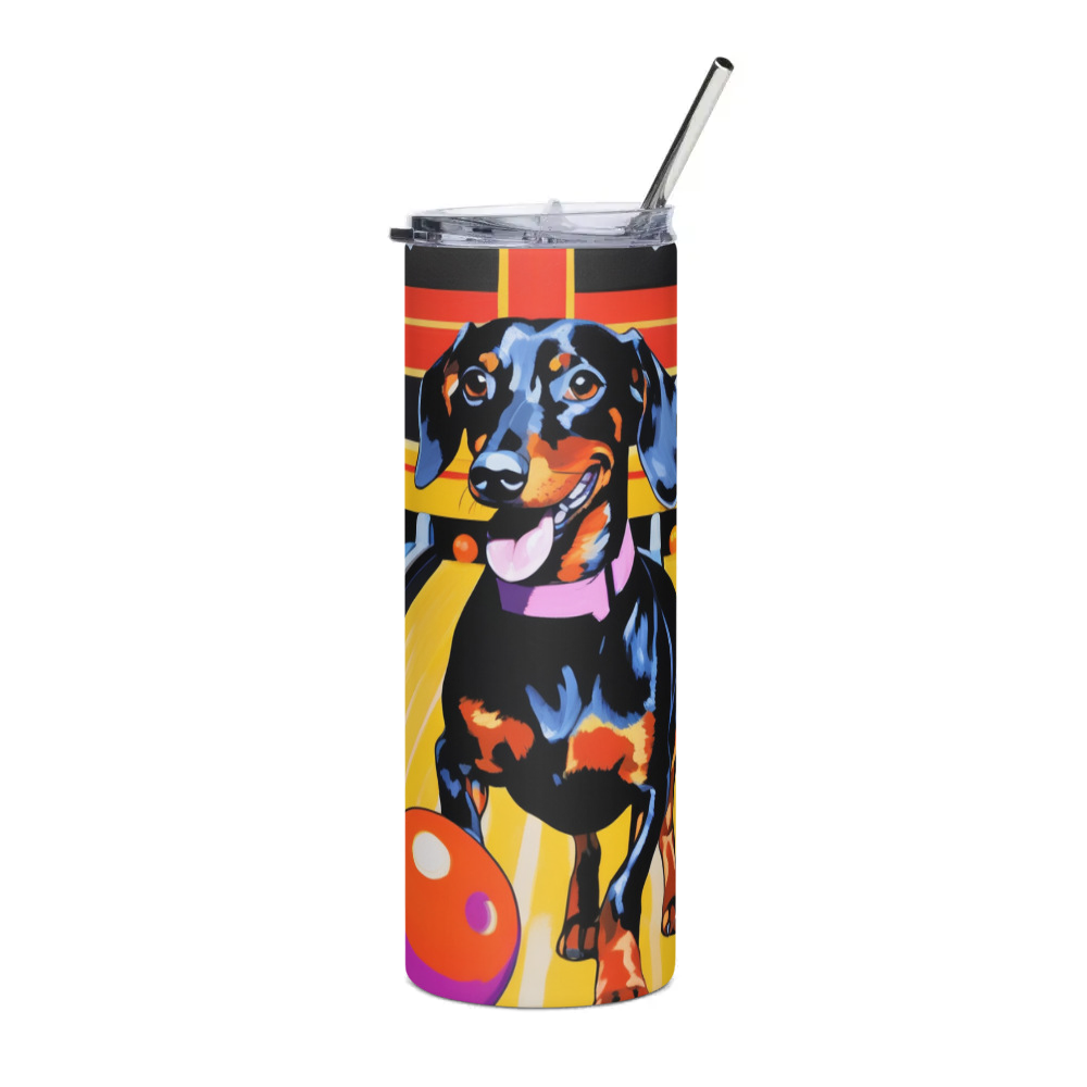 PugMug Custom Black Dachshund Stainless Steel Tumbler