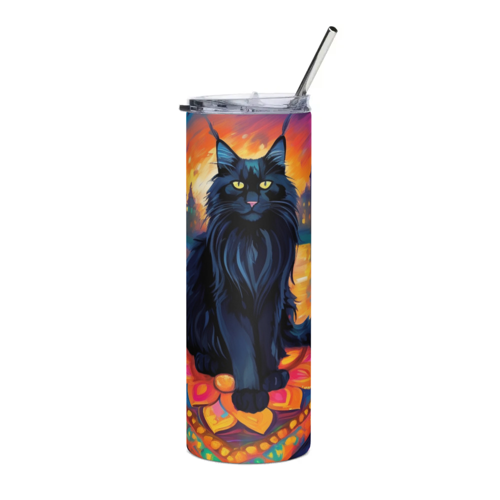PugMug Custom Black Maine Coon Cat Stainless Steel Tumbler