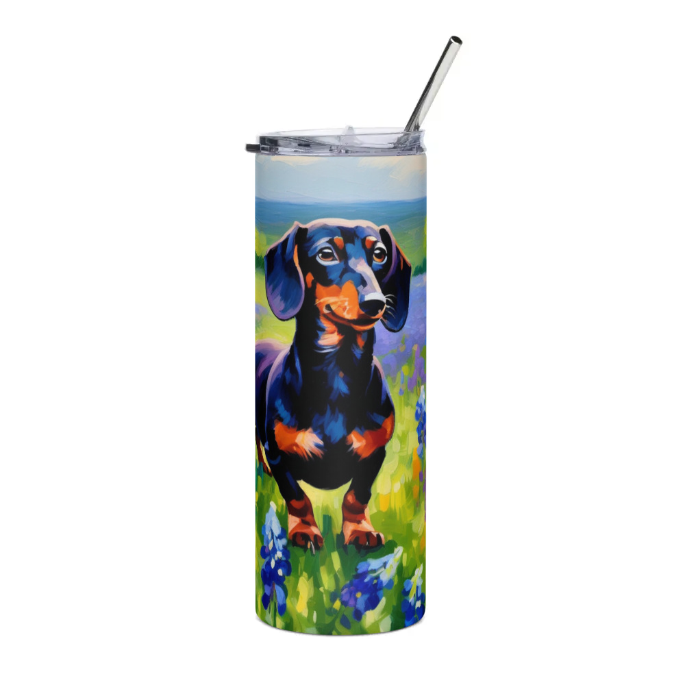 PugMug Custom Black Dachshund Stainless Steel Tumbler