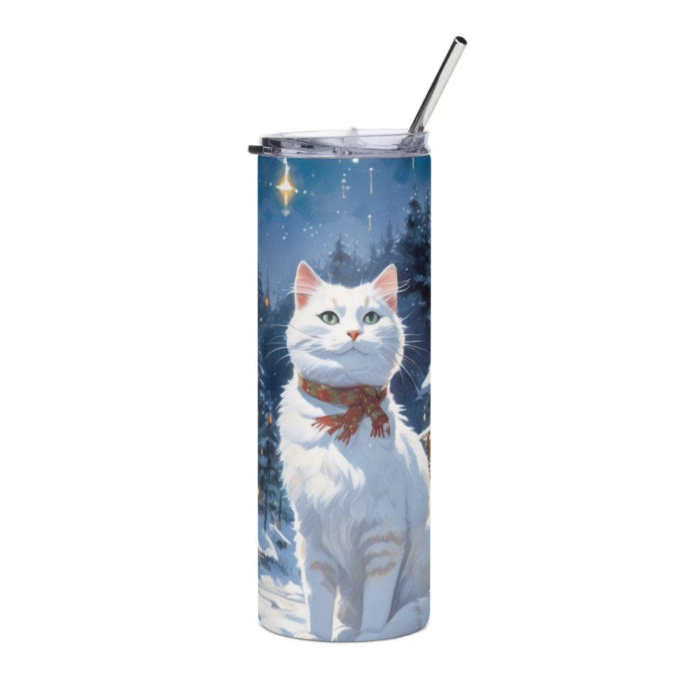 PugMug Custom White Companion Cat Stainless Steel Tumbler