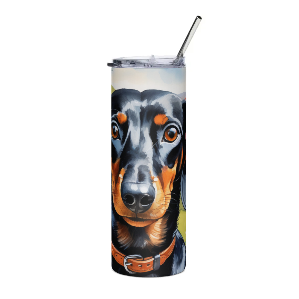 PugMug Custom Black Dachshund Stainless Steel Tumbler