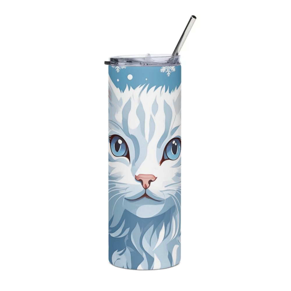 PugMug Custom White Companion Cat Stainless Steel Tumbler