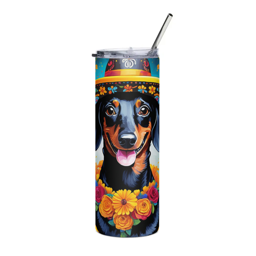 PugMug Custom Black Dachshund Stainless Steel Tumbler
