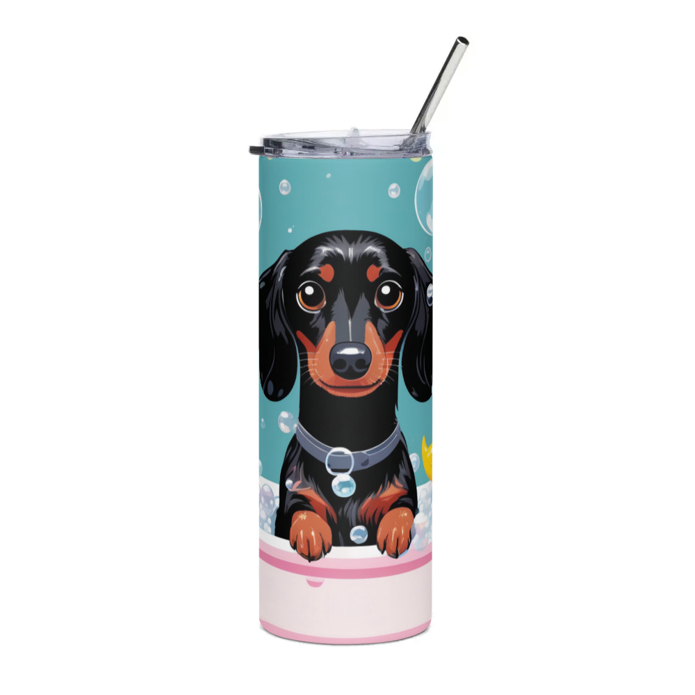 PugMug Custom Black Dachshund Stainless Steel Tumbler
