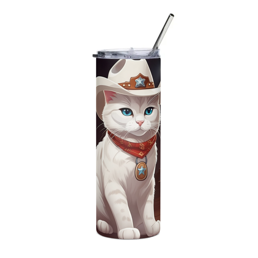 PugMug Custom White Companion Cat Stainless Steel Tumbler