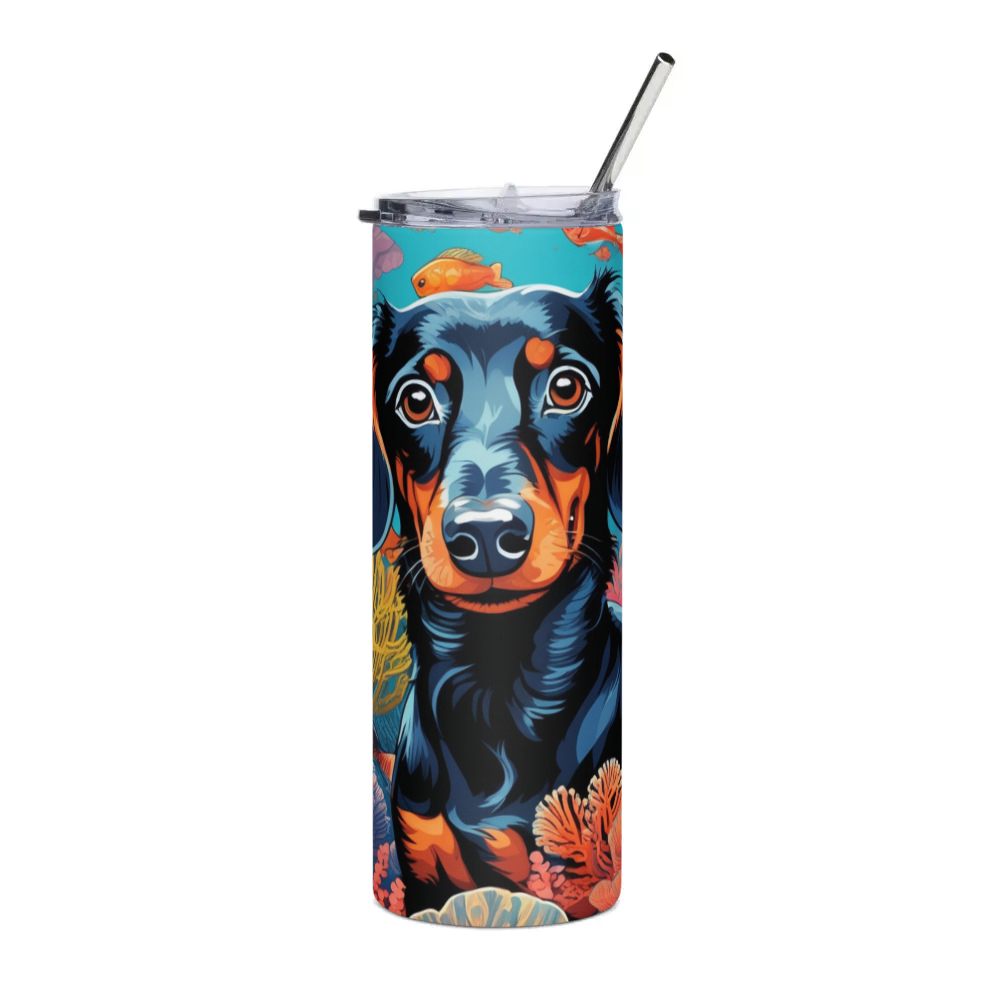 PugMug Custom Black Dachshund Stainless Steel Tumbler