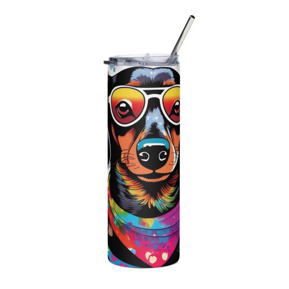 PugMug Custom Black Dachshund Stainless Steel Tumbler